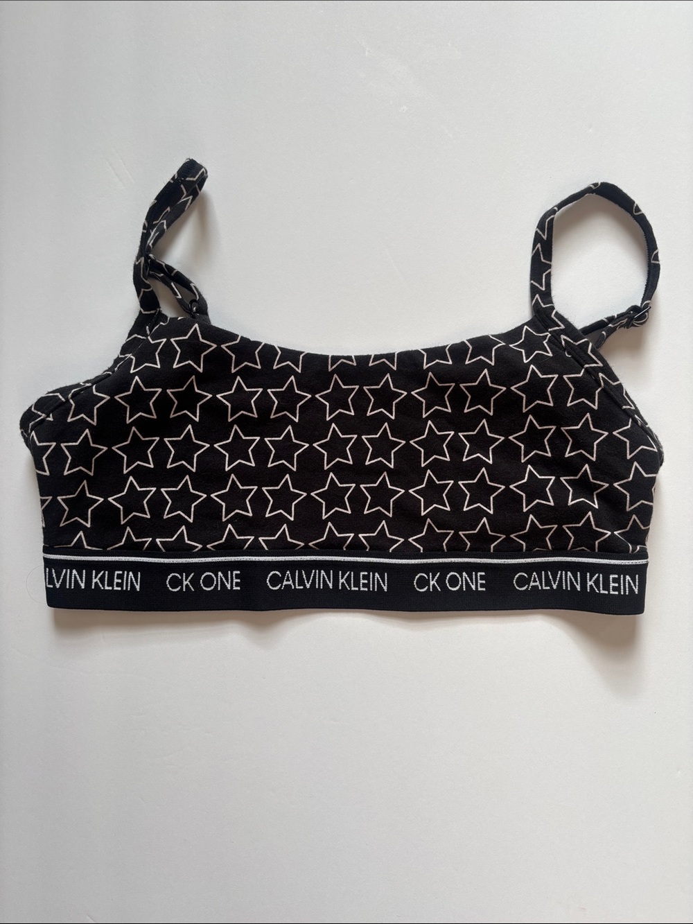 Calvin Klein Black & White Star Print Bralette, Brief & Thong Set - Picture 4 of 4
